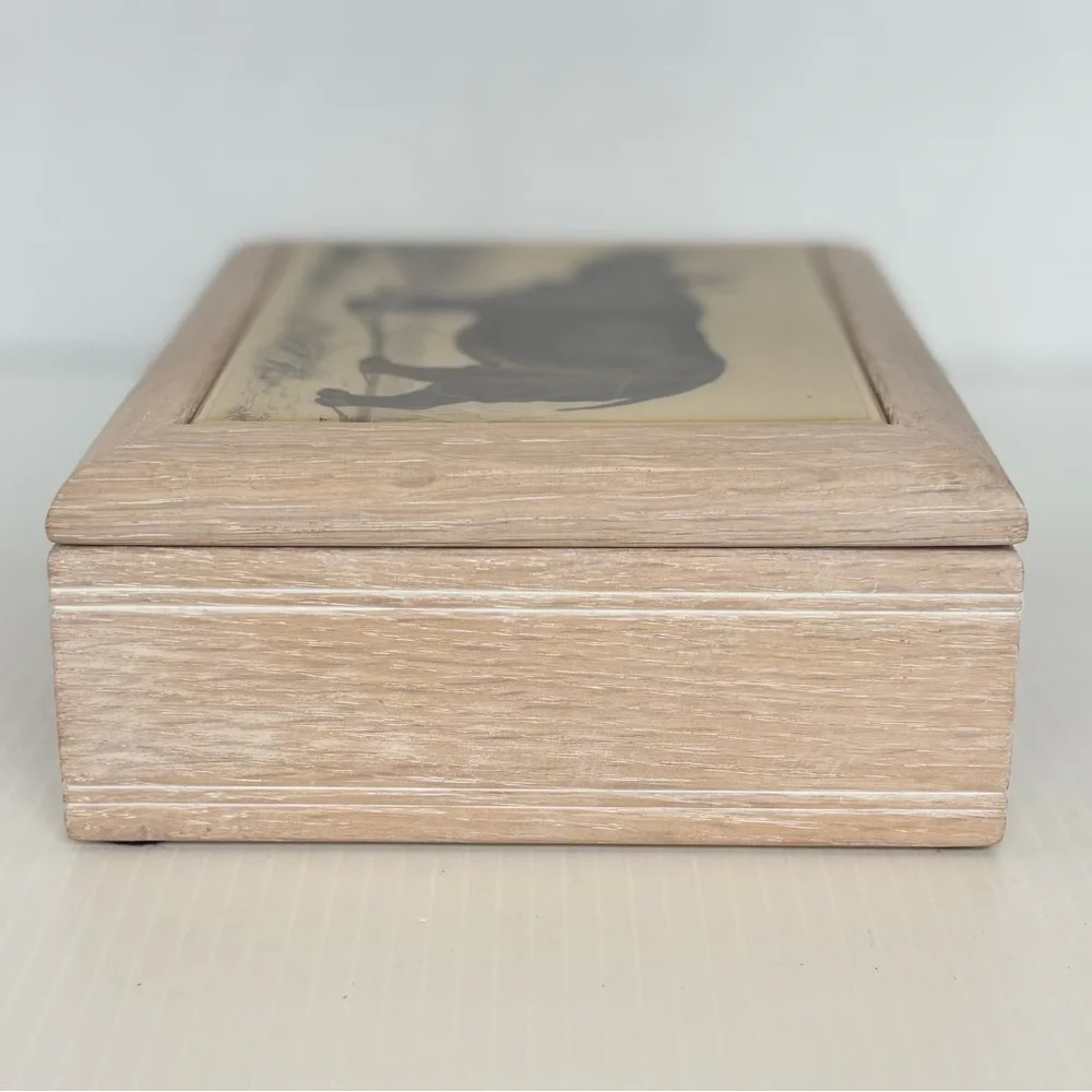 Vintage Kimberly Enterprises Art Tile Rhinoceros Jewelry Music Box